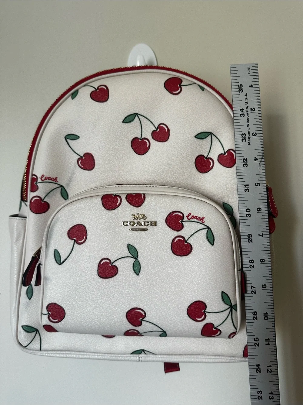 Authentic Coach Court Backpack With Heart Cherry Print CE628 - Picture 5 of 10